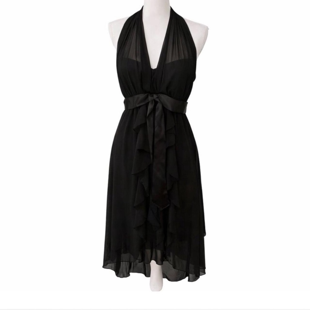 Betsy & Adam Black Backless Halter Dress